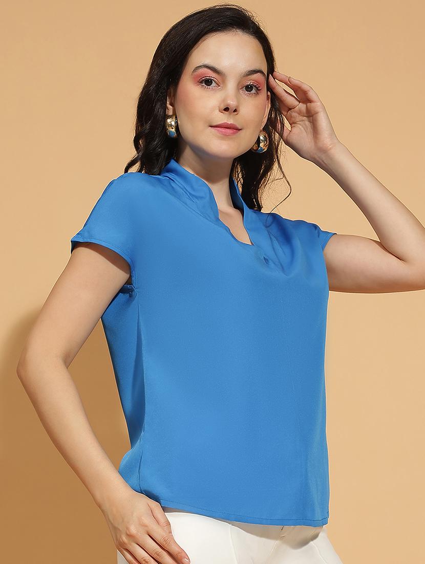 women solid short sleeves top - 21584995 -  Standard Image - 1