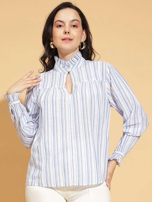 women striped printed long sleeves top - 21584998 - Standard Image - 0