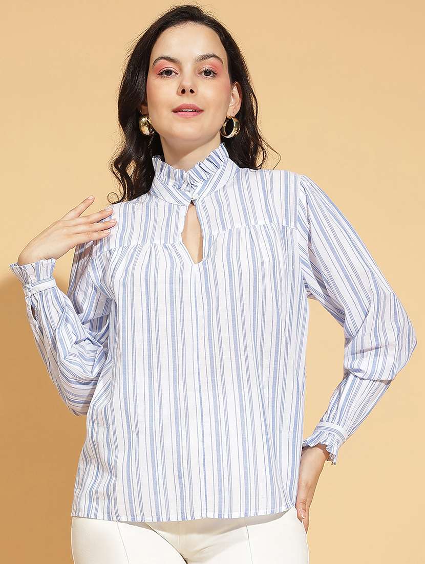 women striped printed long sleeves top - 21584998 - Zoom Image - 0