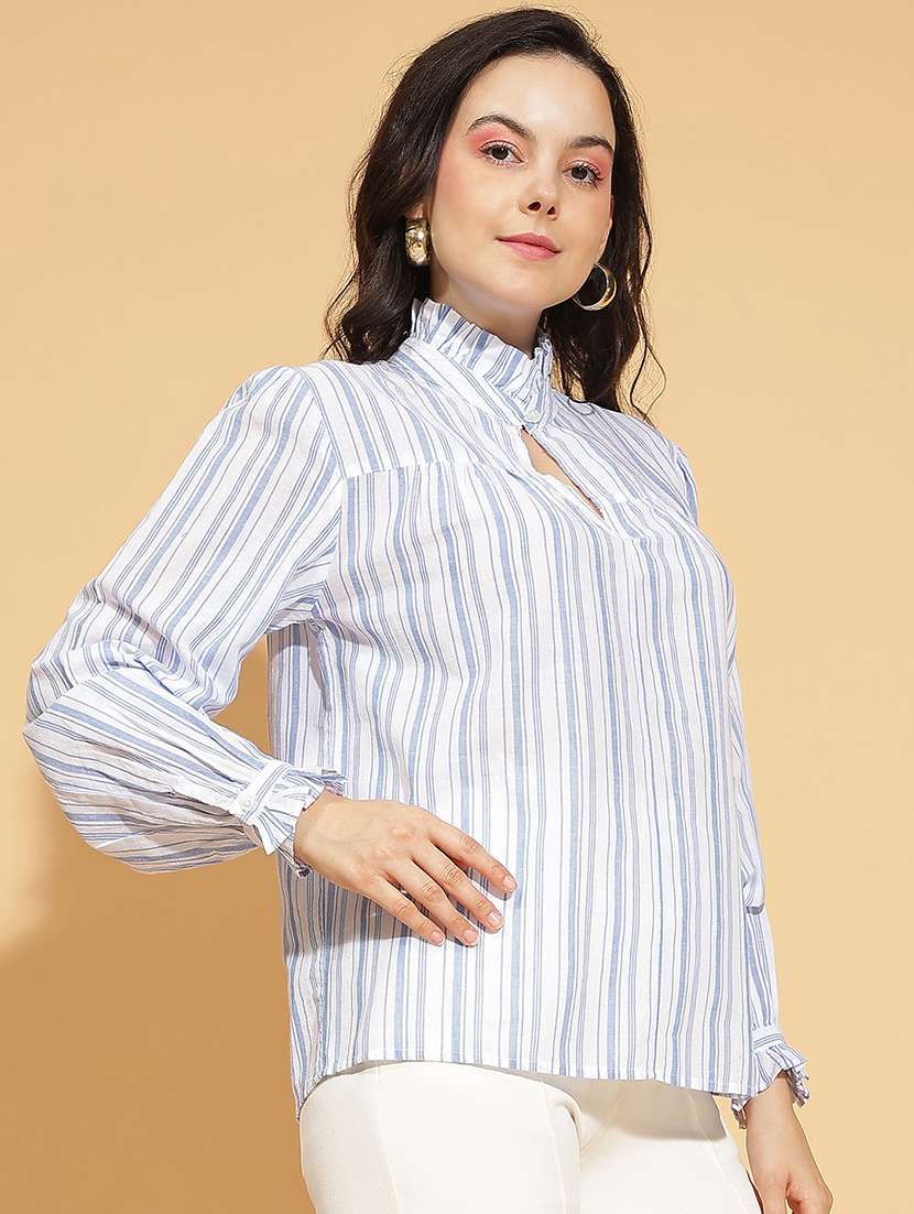 women striped printed long sleeves top - 21584998 - Standard Image - 1
