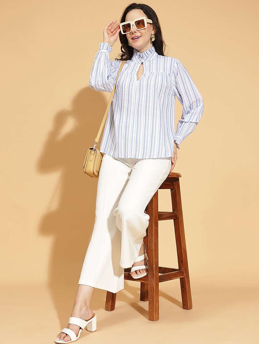 women striped printed long sleeves top - 21584998 - Standard Image - 4