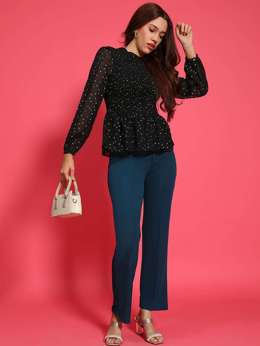 women printed long sleeves peplum top - 21585001 -  Standard Image - 4