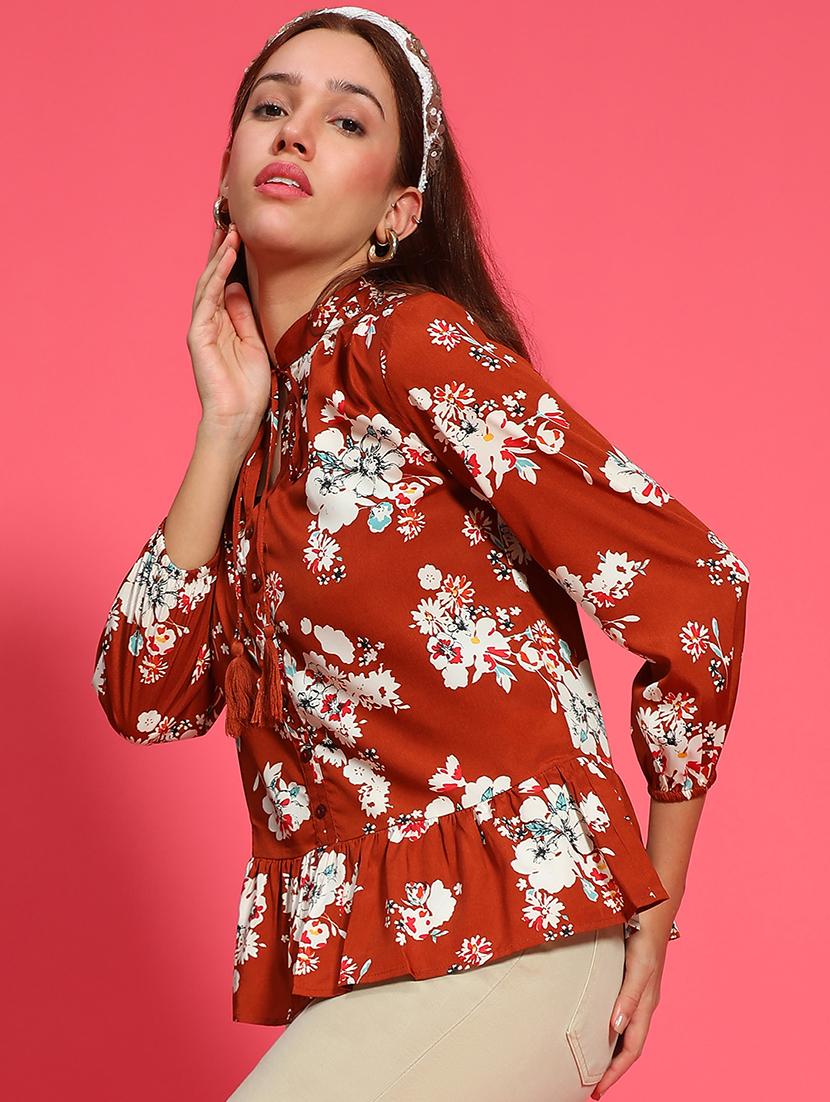 women floral printed three quarter sleeves top - 21585005 - Standard Image - 1