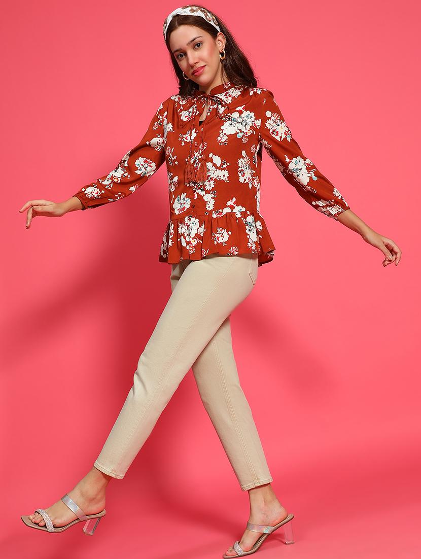 women floral printed three quarter sleeves top - 21585005 - Standard Image - 4