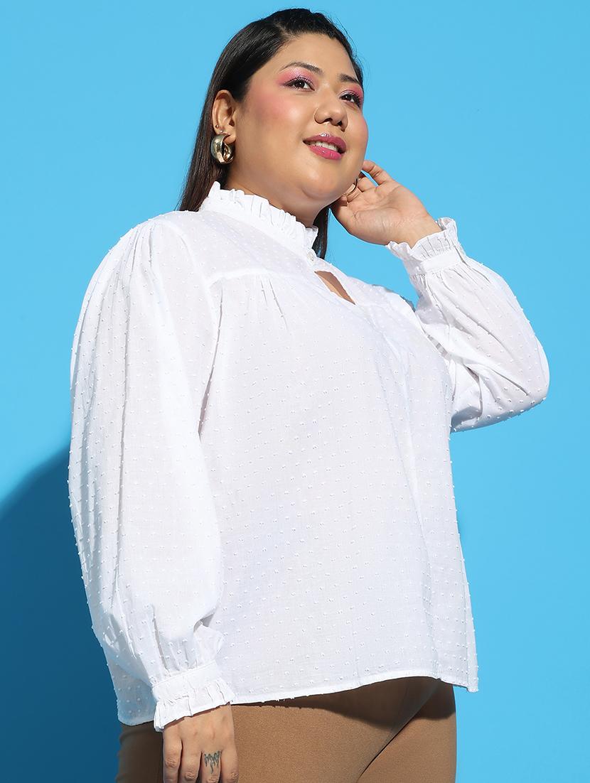 women solid long sleeves plus size top - 21585020 - Standard Image - 1
