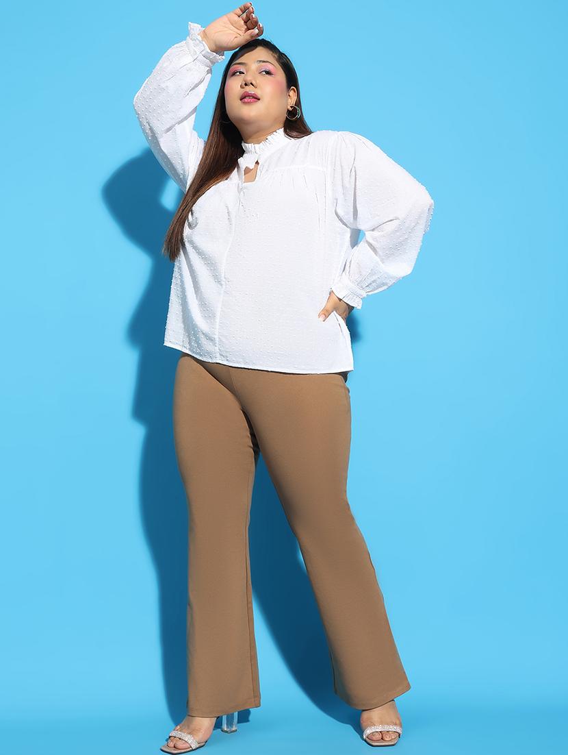 women solid long sleeves plus size top - 21585020 - Standard Image - 4
