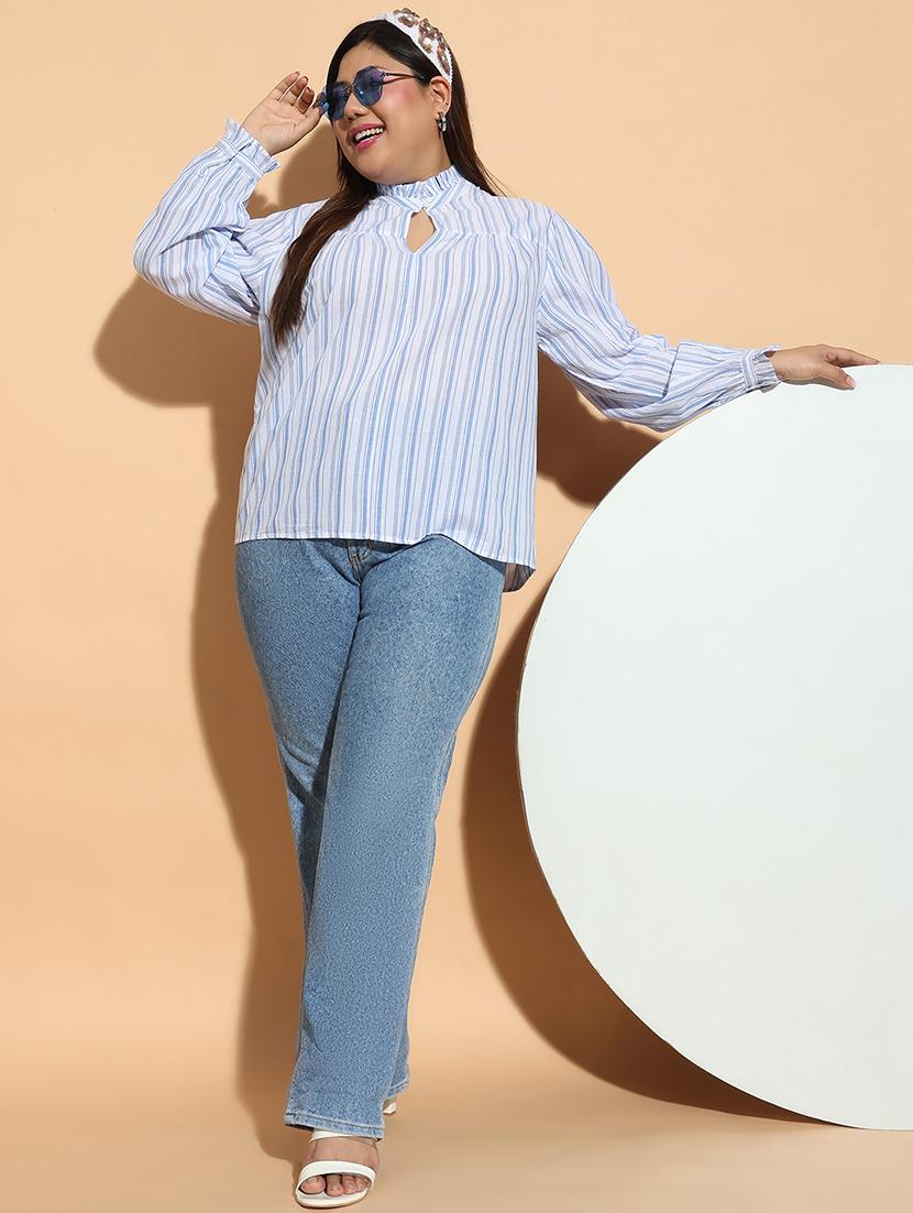 women striped printed longs sleeves plus size top - 21585023 - Standard Image - 4