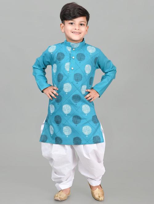 boys printed mandarin neck kurta salwar set - 21585407 -  Standard Image - 0
