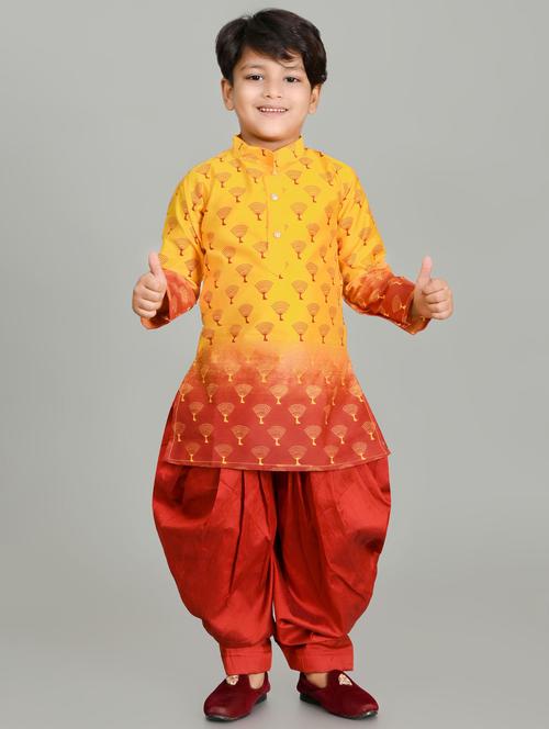 boys printed mandarin neck kurta salwar set - 21585413 -  Standard Image - 0