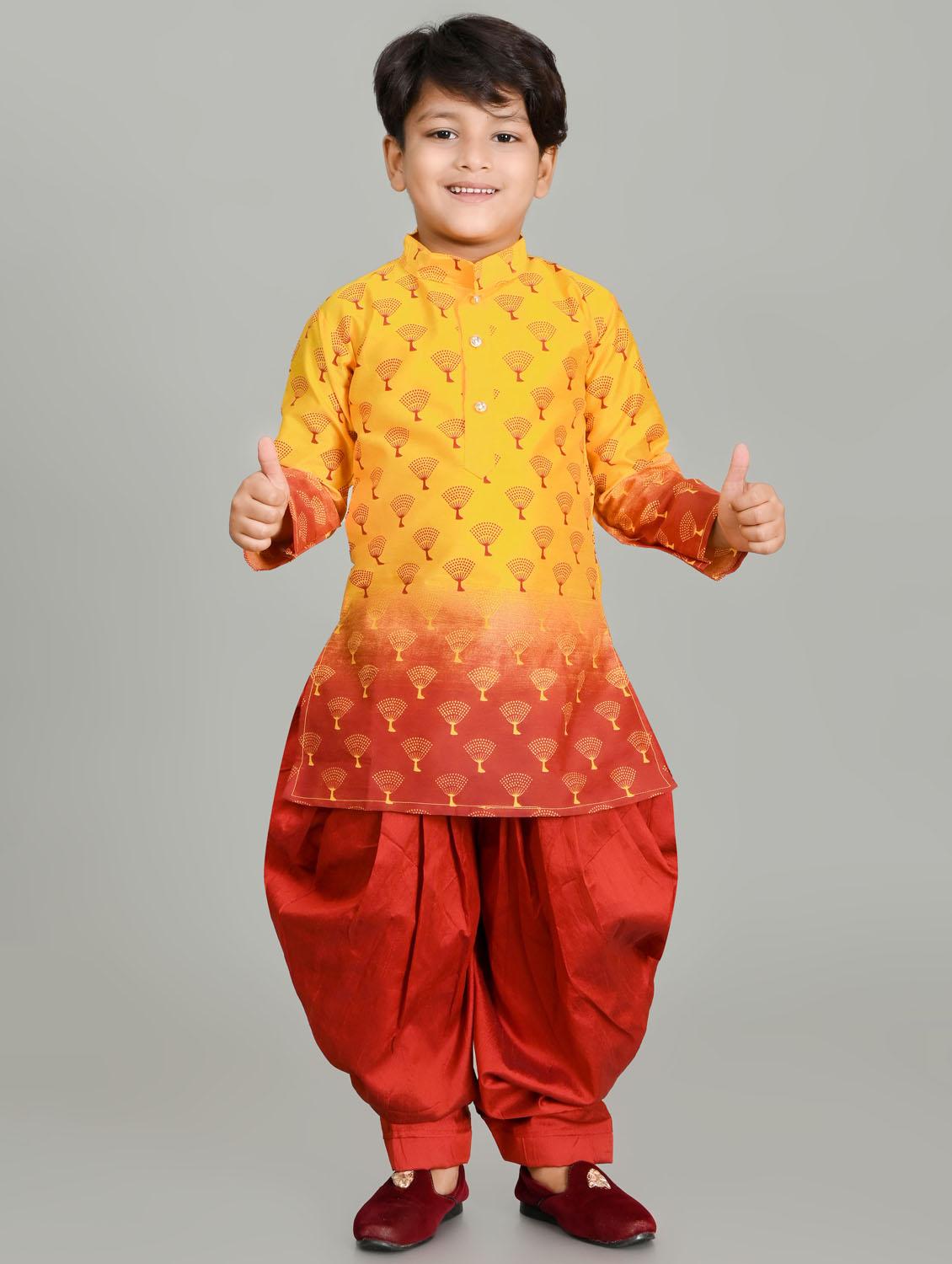boys printed mandarin neck kurta salwar set - 21585413 -  Zoom Image - 0