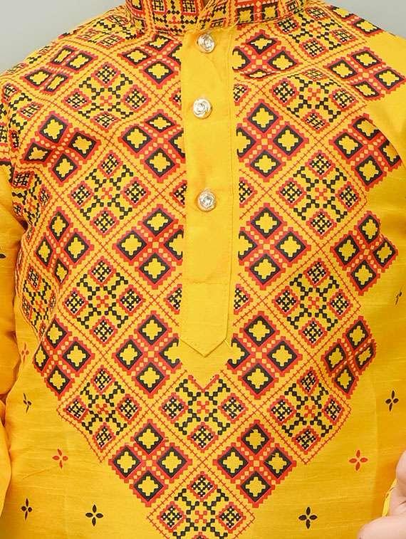 boys printed mandarin neck kurta pyjama set - 21585416 -  Standard Image - 4