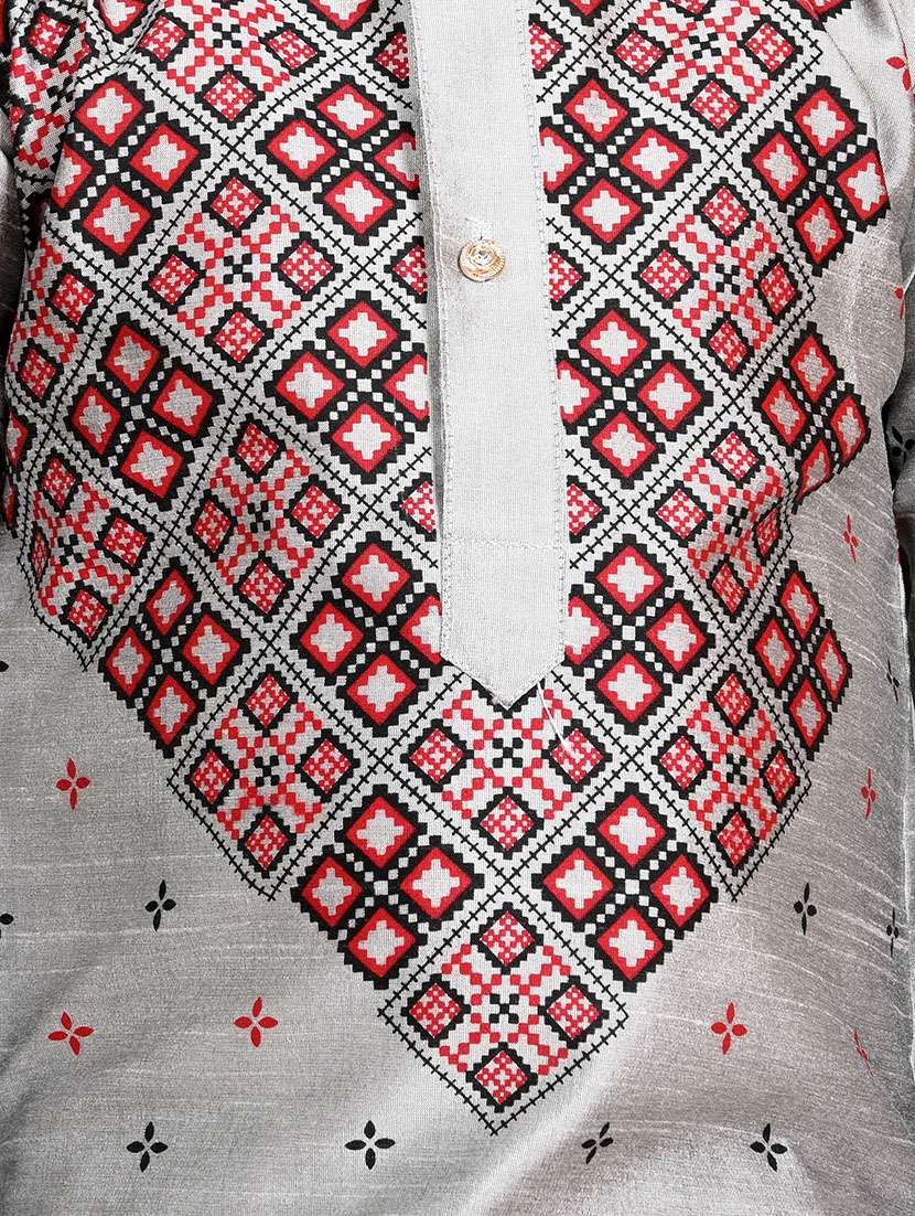 boys printed mandarin neck kurta salwar set - 21585421 -  Standard Image - 4