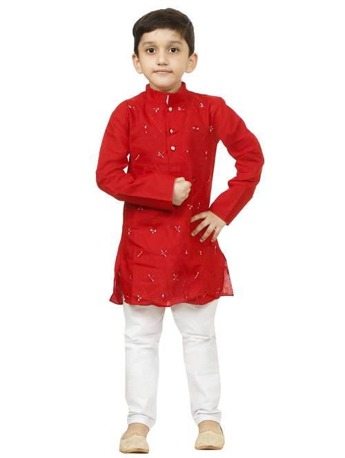 boys embroidered mandarin neck kurta pyjama set - 21585430 -  Standard Image - 0