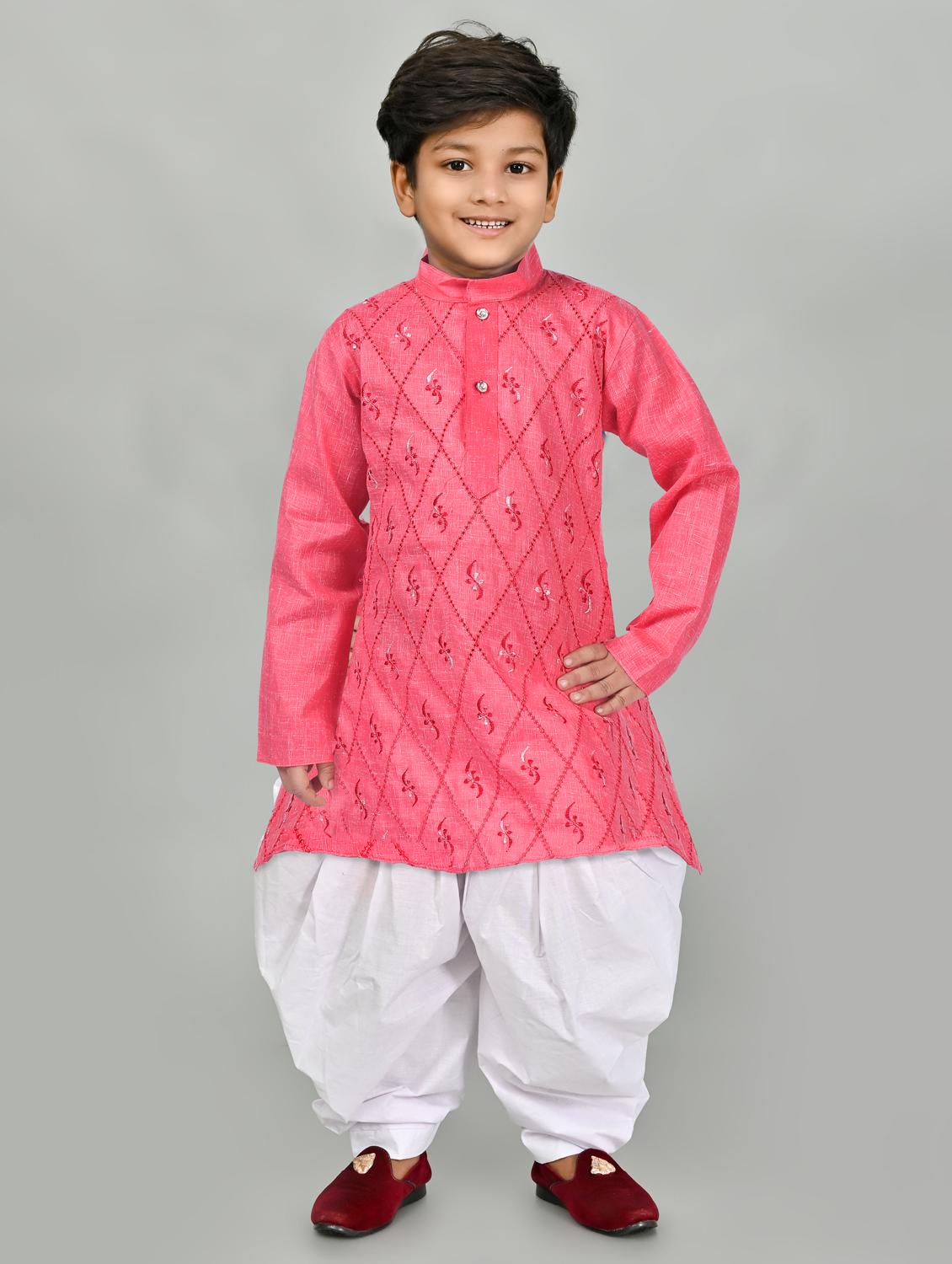 boys embroidered mandarin neck kurta salwar set