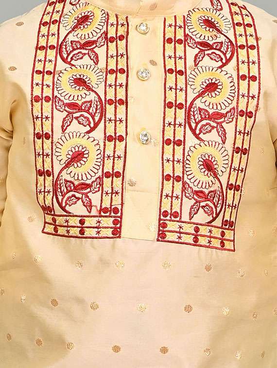 boys embroidered mandarin neck kurta pyjama set - 21585440 -  Standard Image - 4