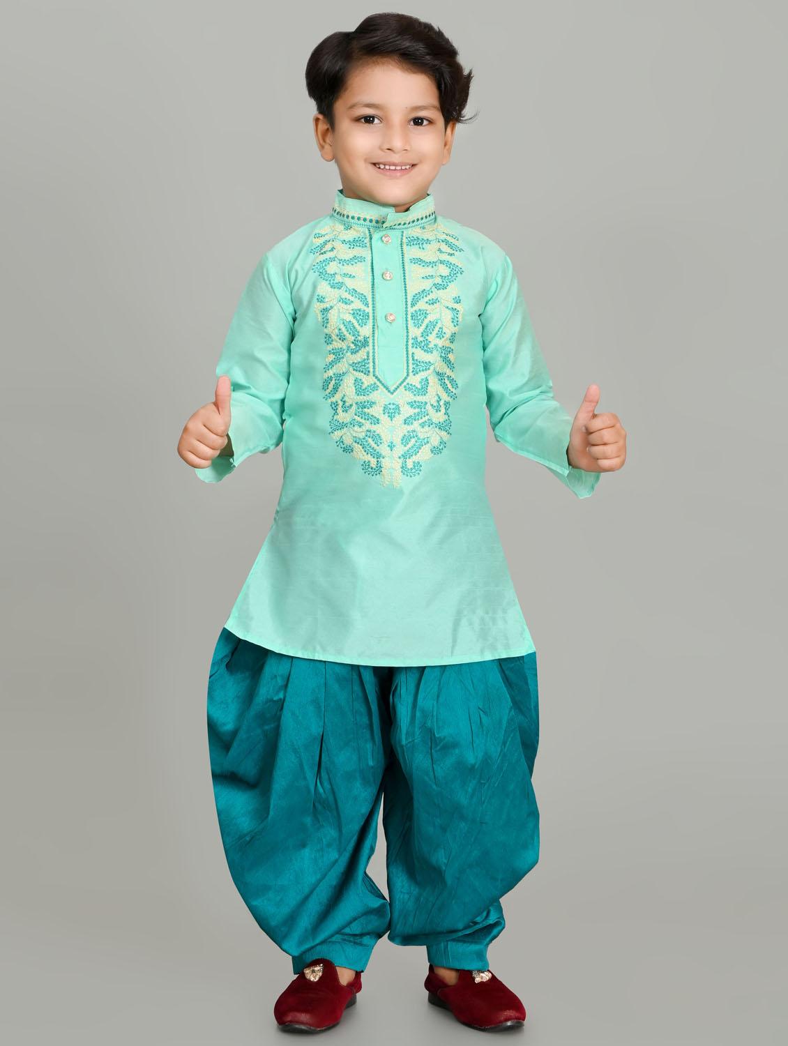 boys embroidered mandarin neck kurta salwar set - 21585445 -  Zoom Image - 0