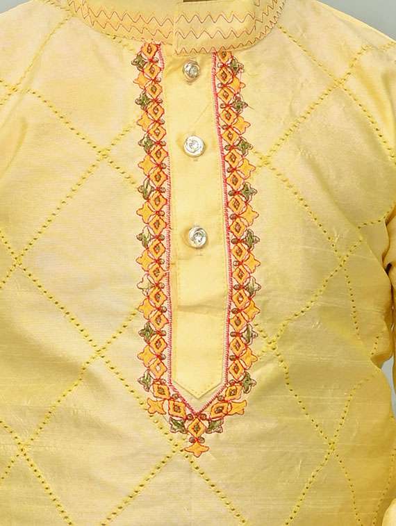 boys embroidered mandarin neck kurta pyjama set - 21585448 -  Standard Image - 4