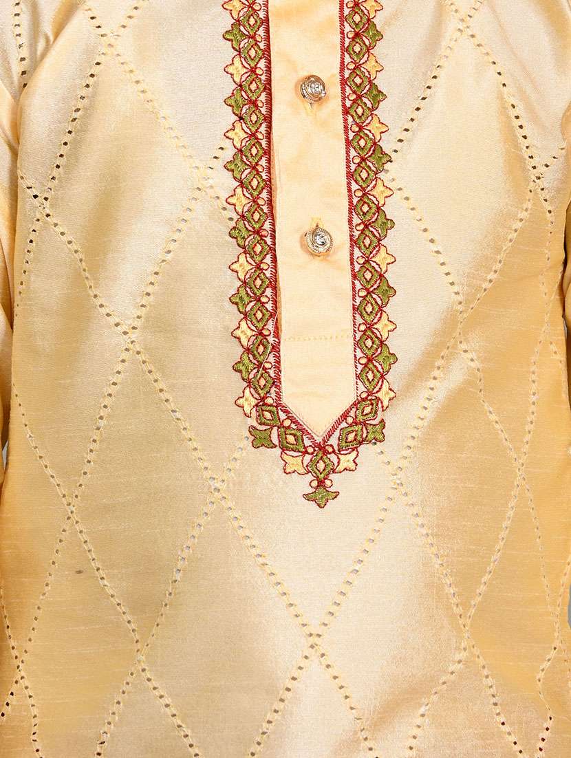 boys embroidered mandarin neck kurta salwar set - 21585451 -  Standard Image - 4