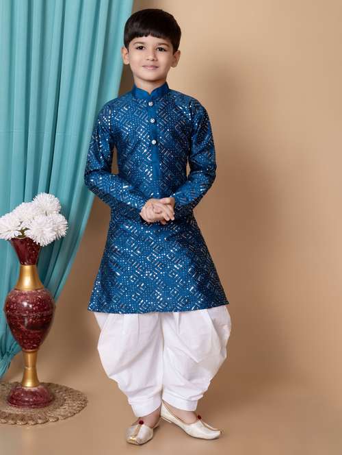boys embellished kurta dhoti set - 21585499 - Standard Image - 0