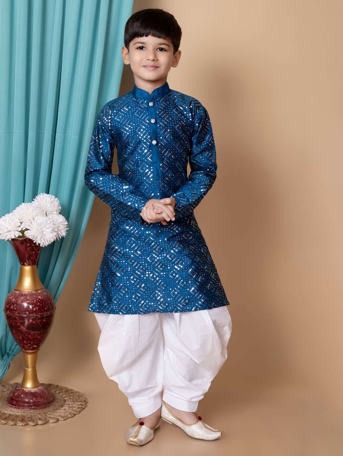 boys embellished kurta dhoti set - 21585499 - Zoom Image - 0