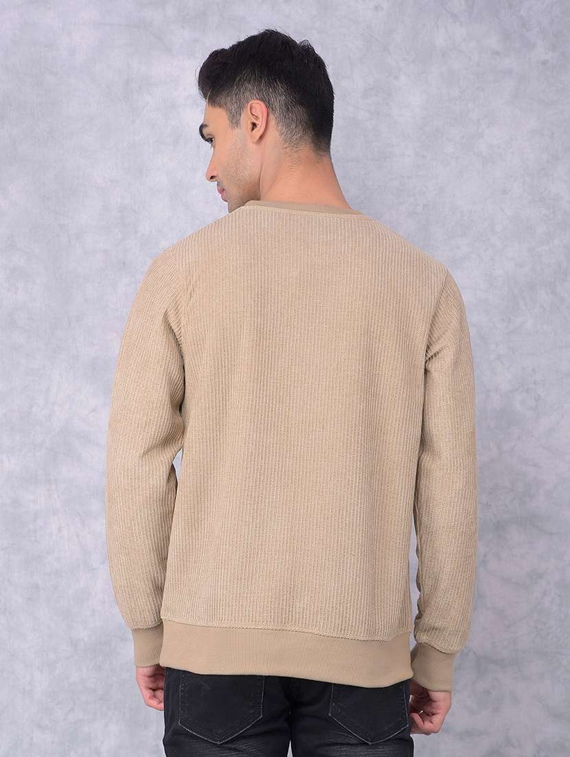 men beige chest print sweatshirt - 21585560 -  Standard Image - 4