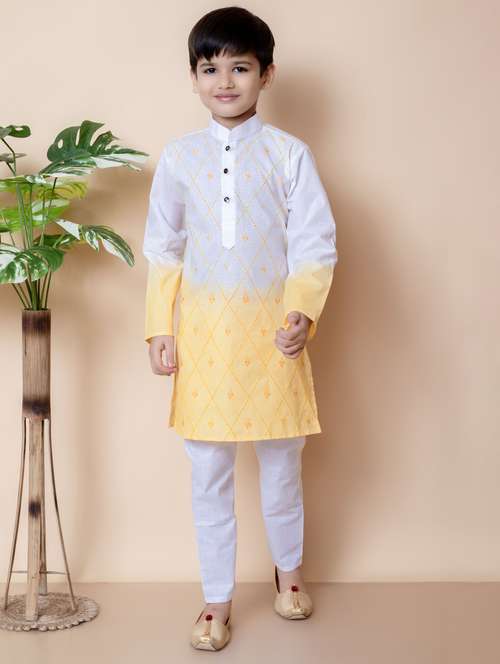 boys embroidered long sleeves kurta set - 21585569 -  Standard Image - 0