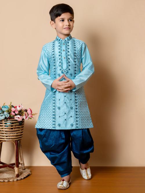 boys embroidered long sleeves dhoti kurta set - 21585575 - Standard Image - 0
