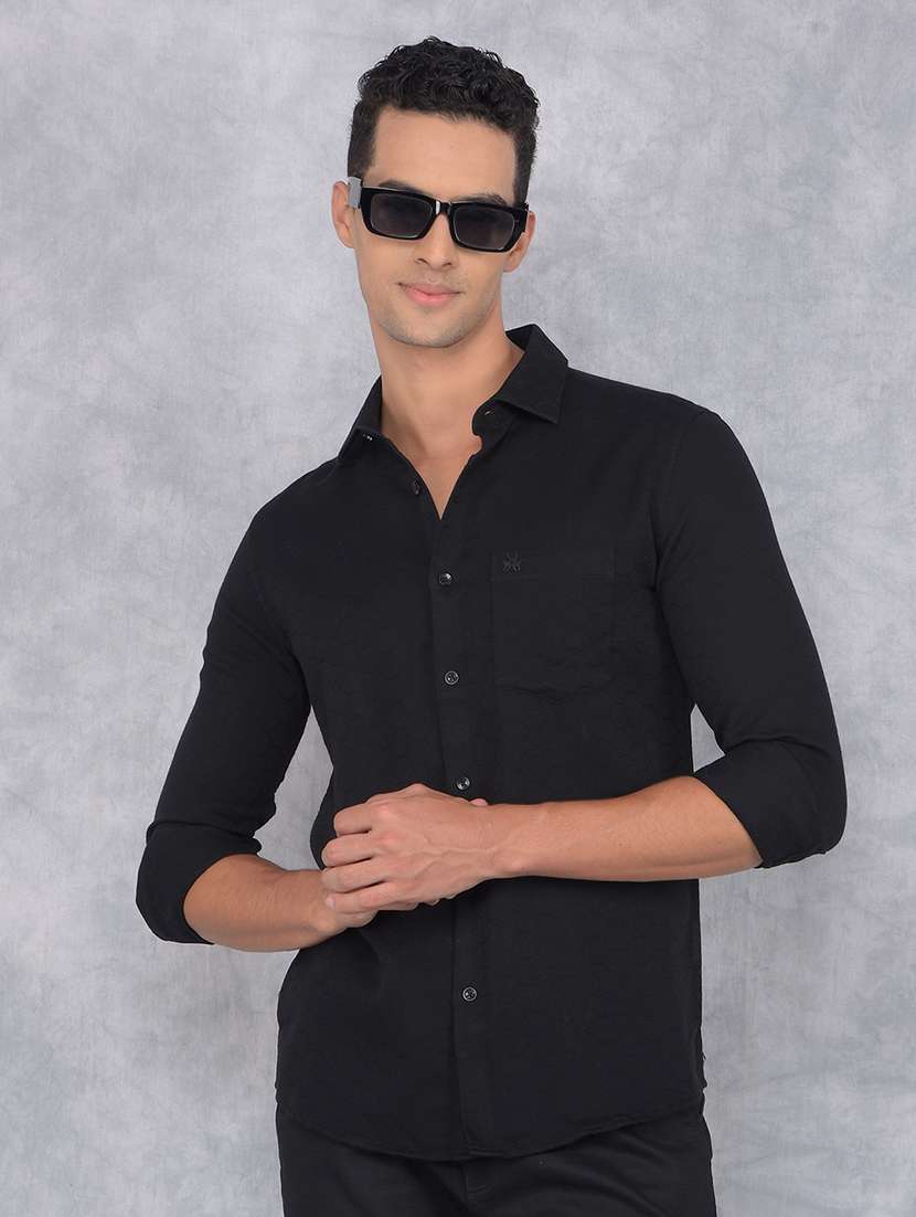 men self design regular fit casual shirt
