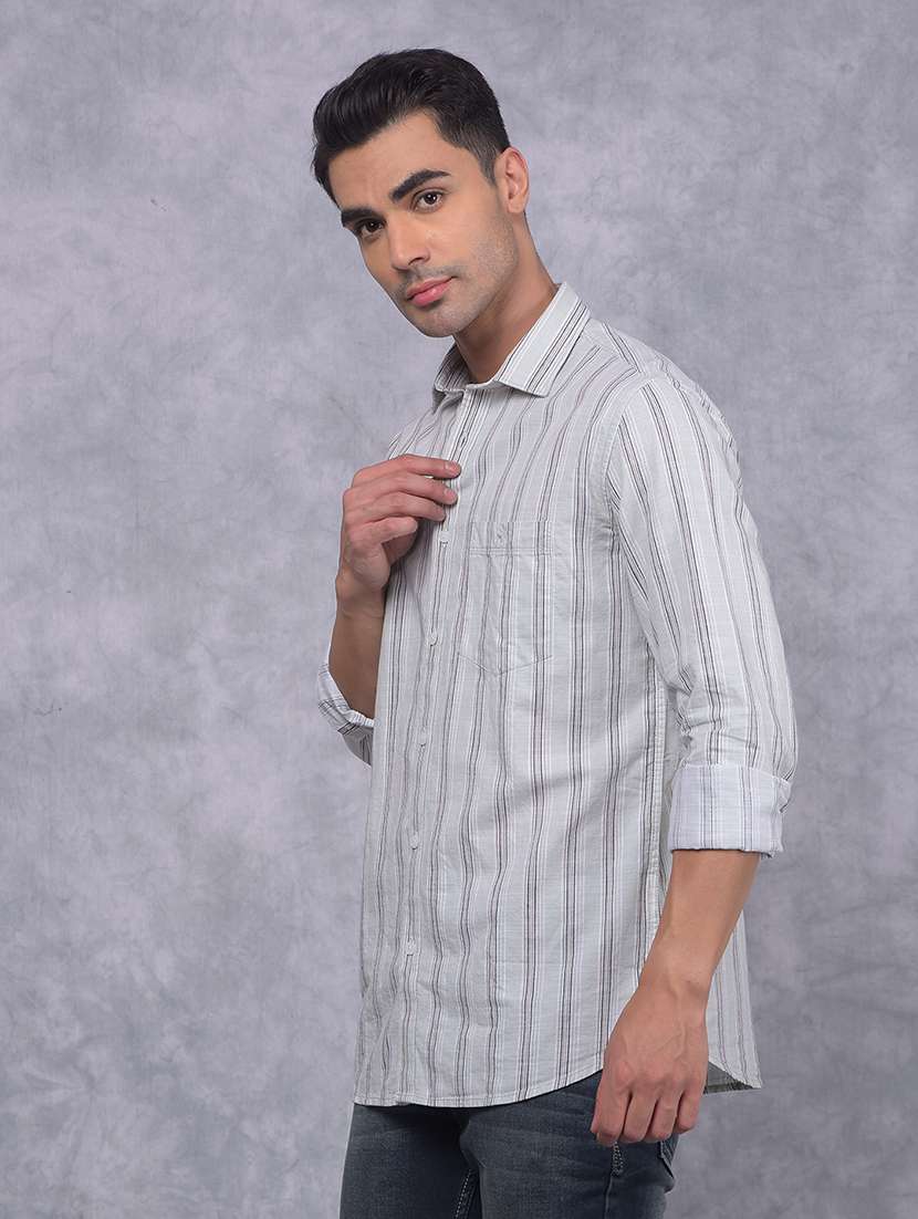 men striped regular fit casual shirt
