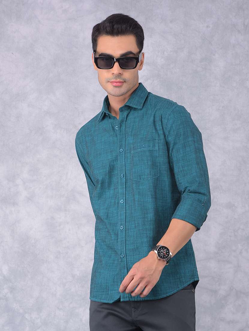 men solid regular fit casual shirt