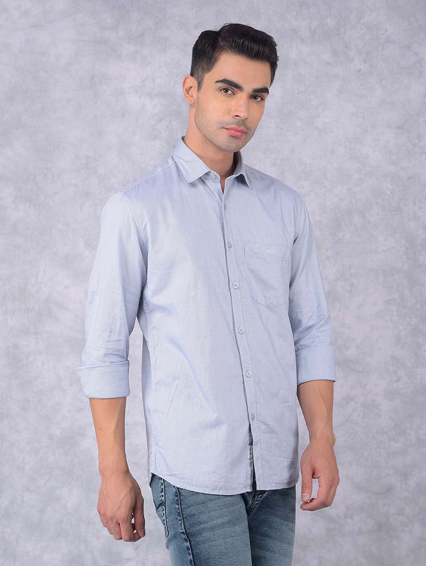 men solid regular fit casual shirt