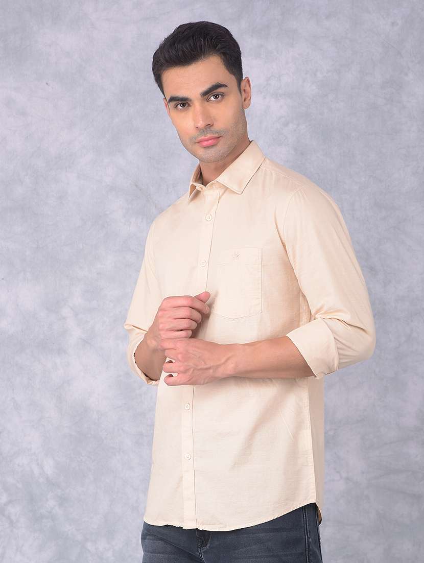 men solid regular fit casual shirt