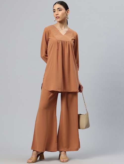 women solid ethnic co-ord set - 21586272 - Standard Image - 0