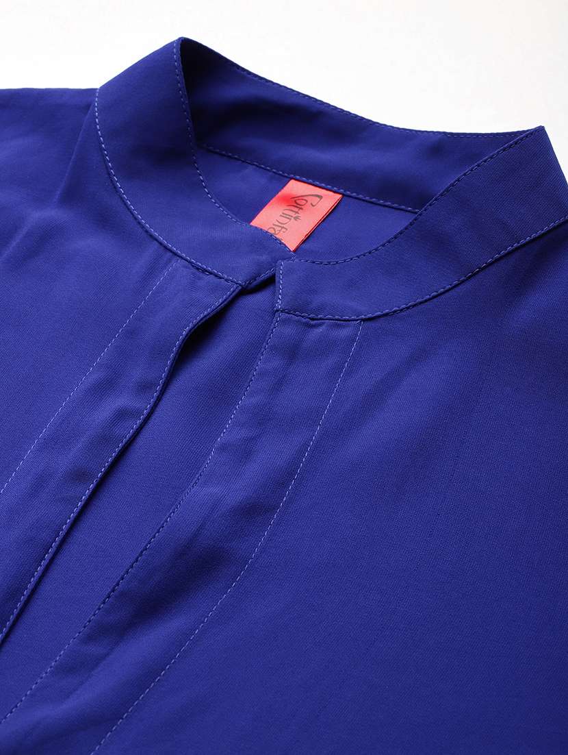 women solid three quarter sleeves jacket & trouser set - 21586277 -  Standard Image - 4