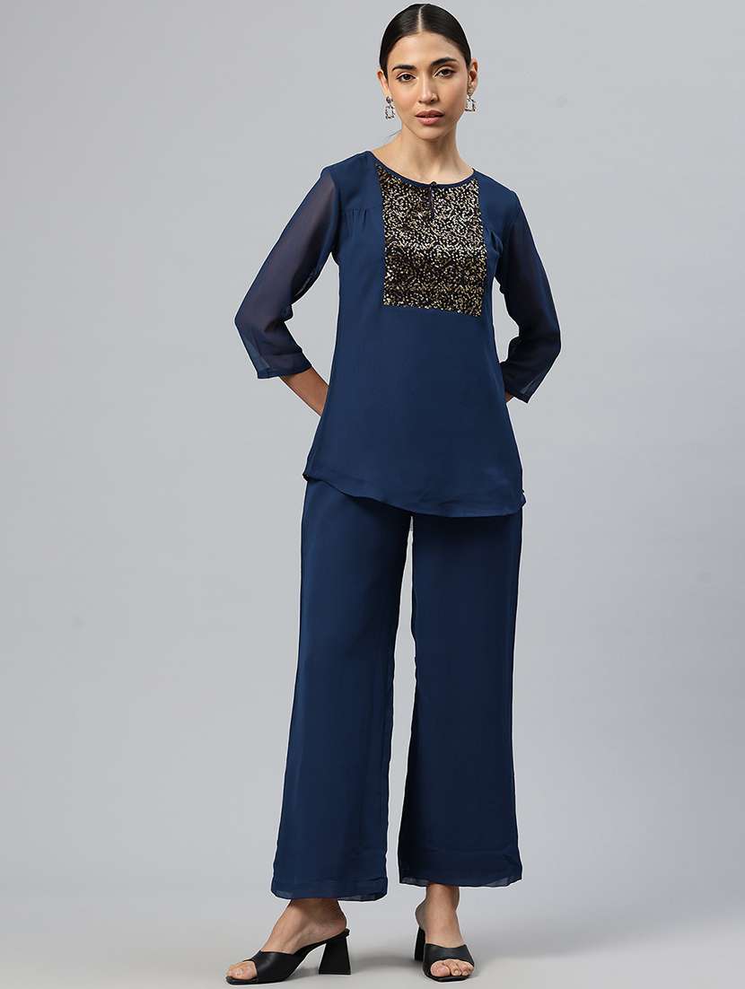 women sequins detailed top & trouser co-ord set - 21586281 - Standard Image - 1