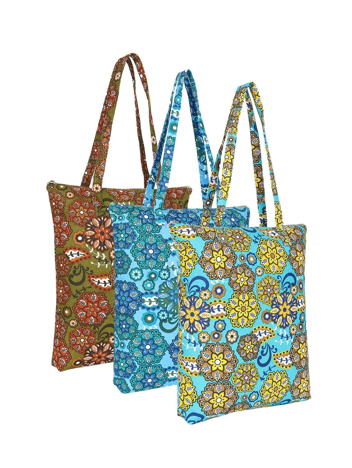 pack of 3 floral printed tote bags