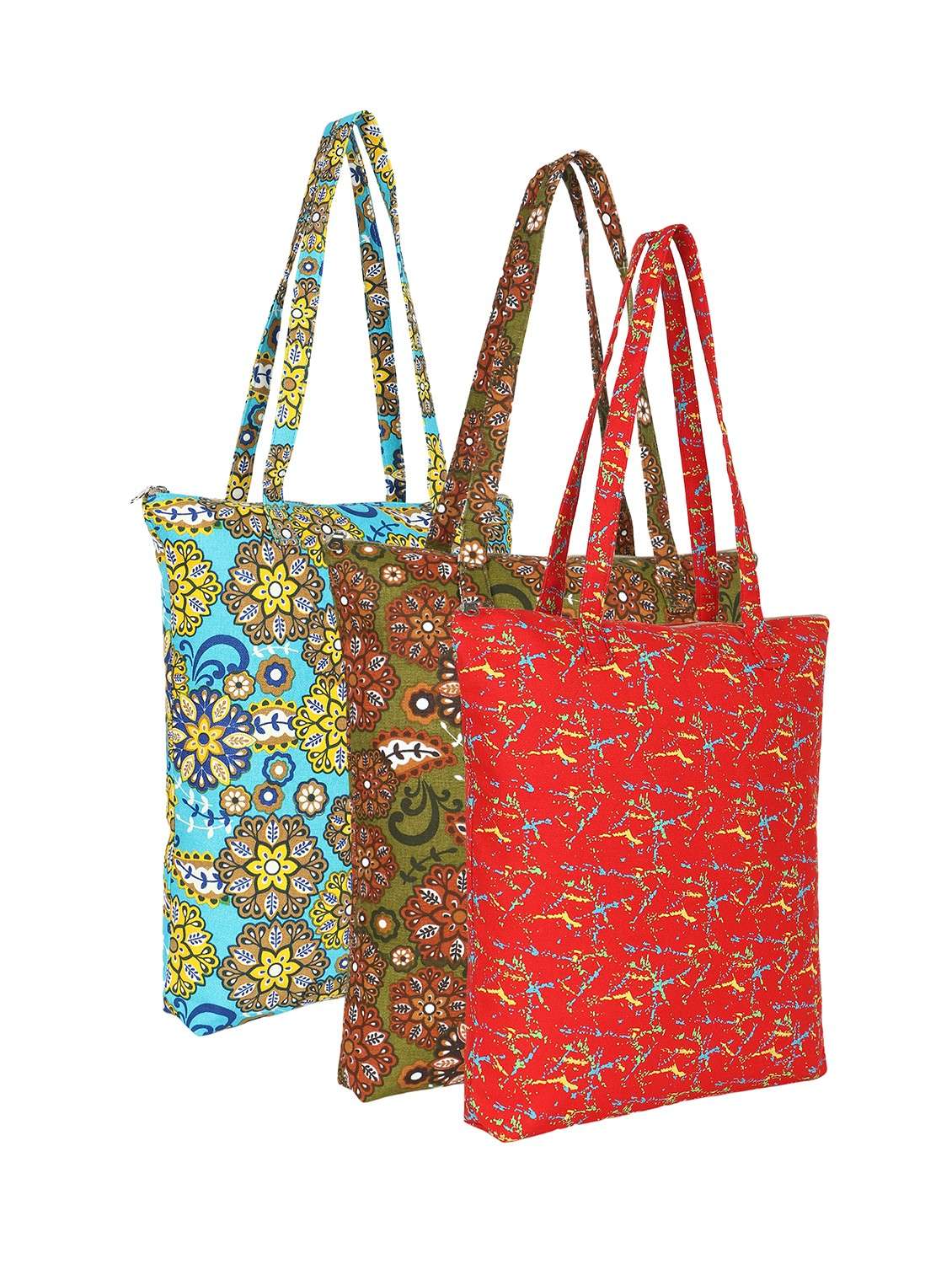 pack of 3 floral printed tote bags