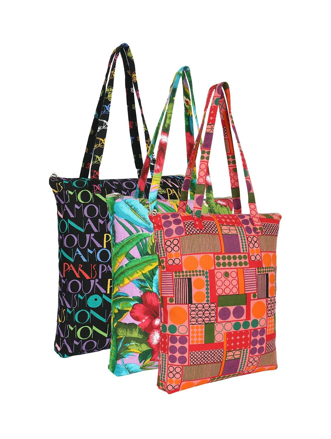 pack of 3 printed tote bags