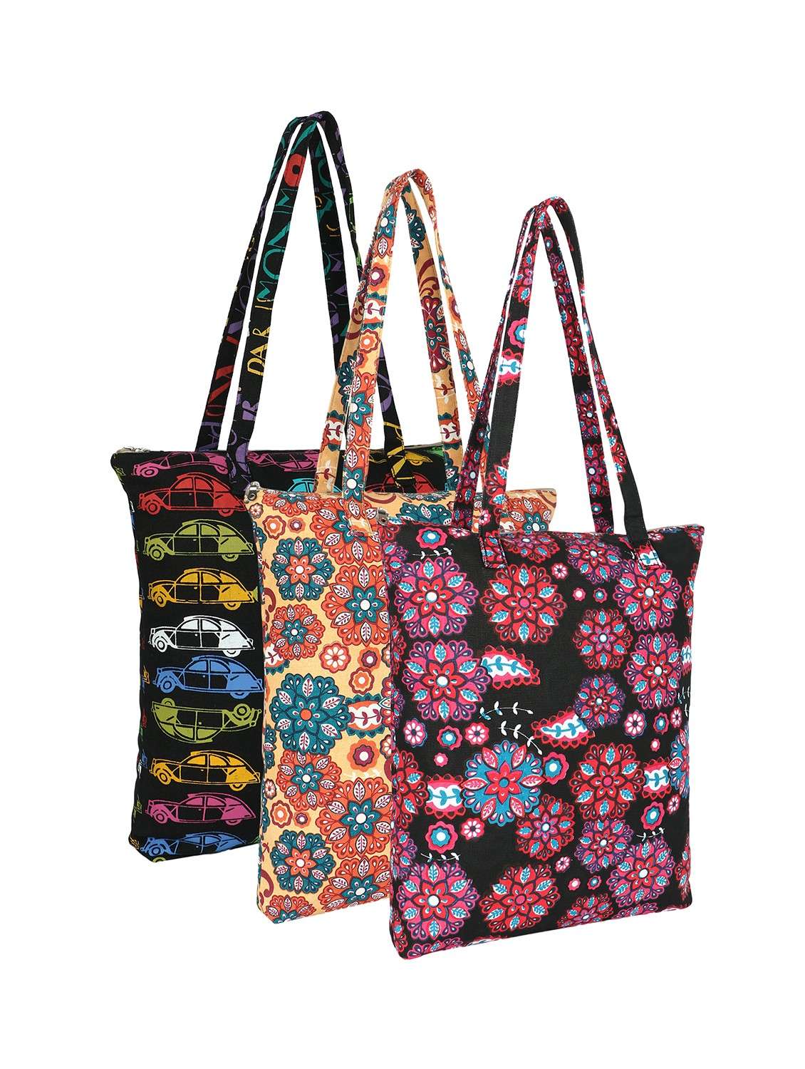 pack of 3 printed tote bags