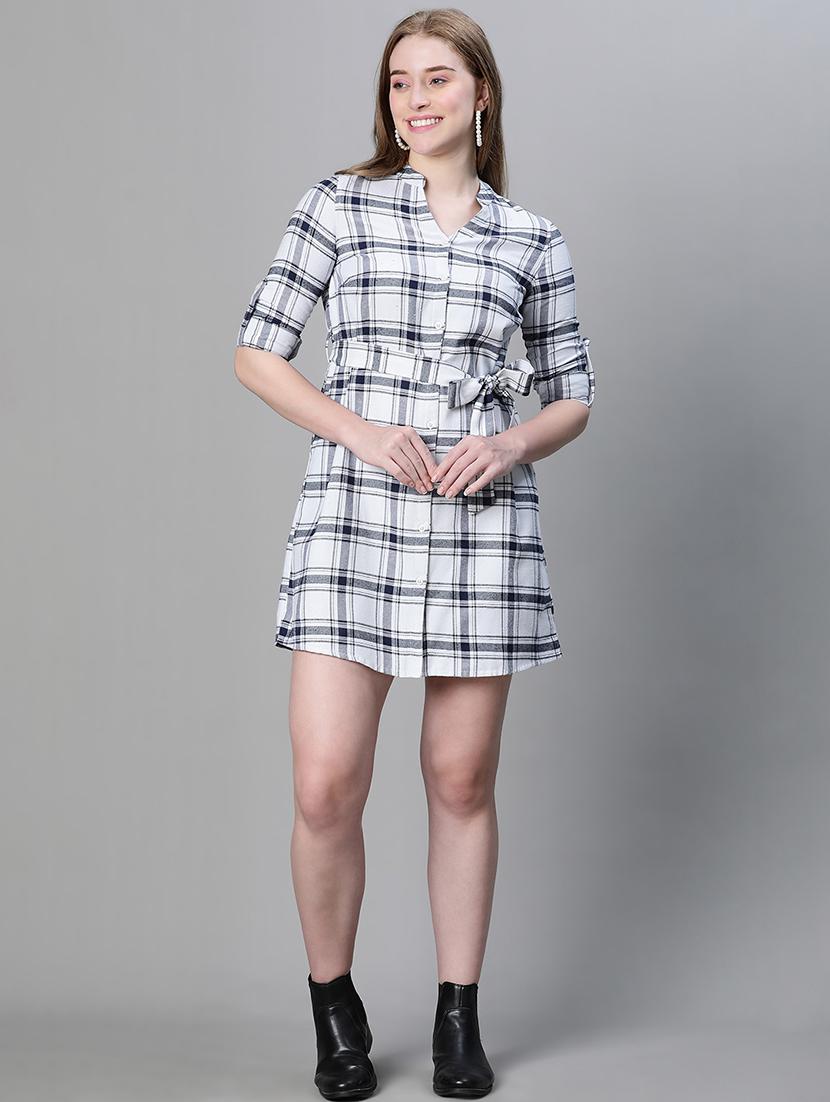 women checked printed long sleeves shirt dress - 21586507 - Standard Image - 4