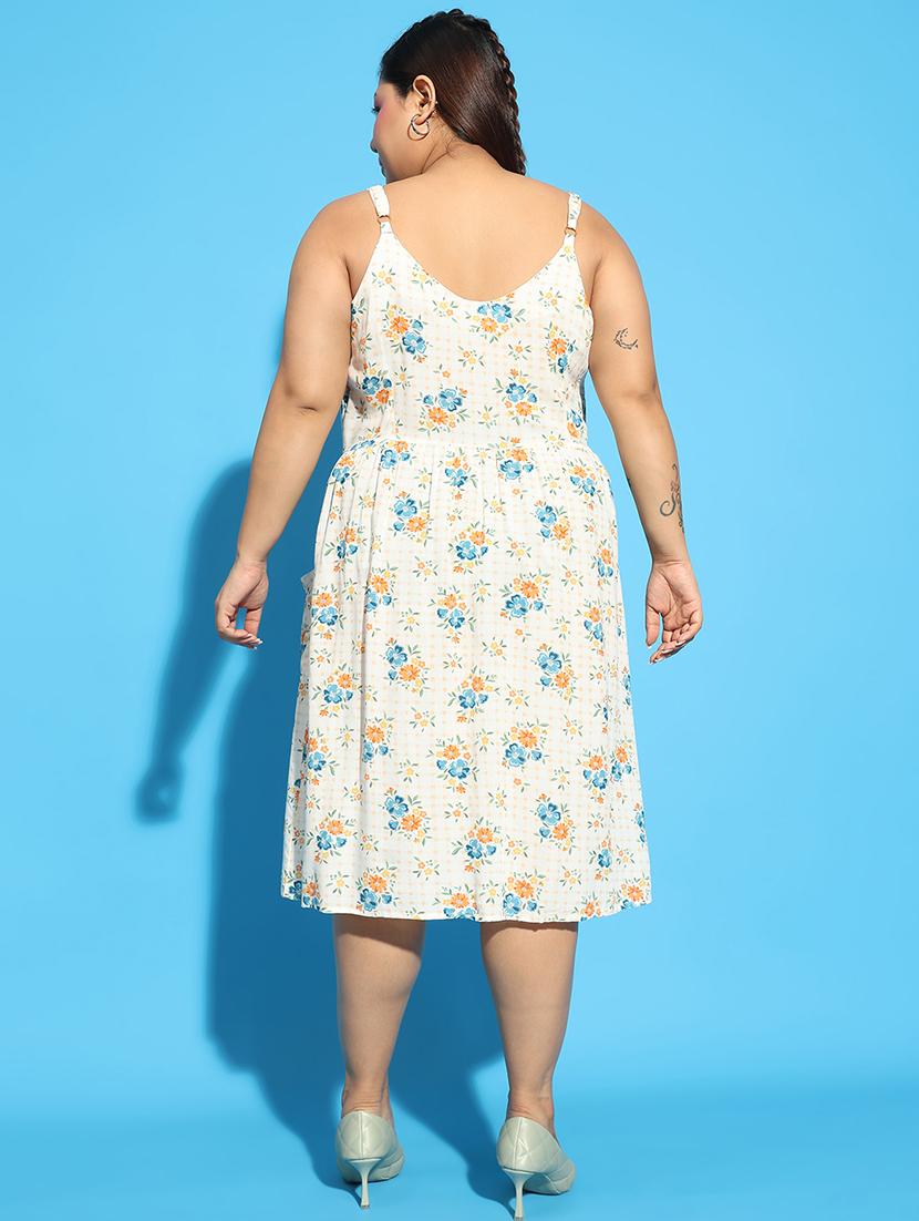 women floral printed sleeveless plus size a-line dress - 21586533 - Standard Image - 4
