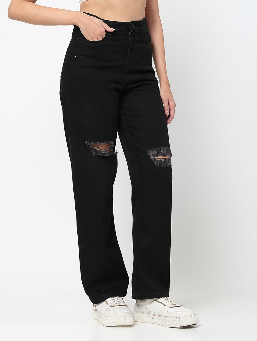 women high rise distressed jeans - 21586544 - Standard Image - 1