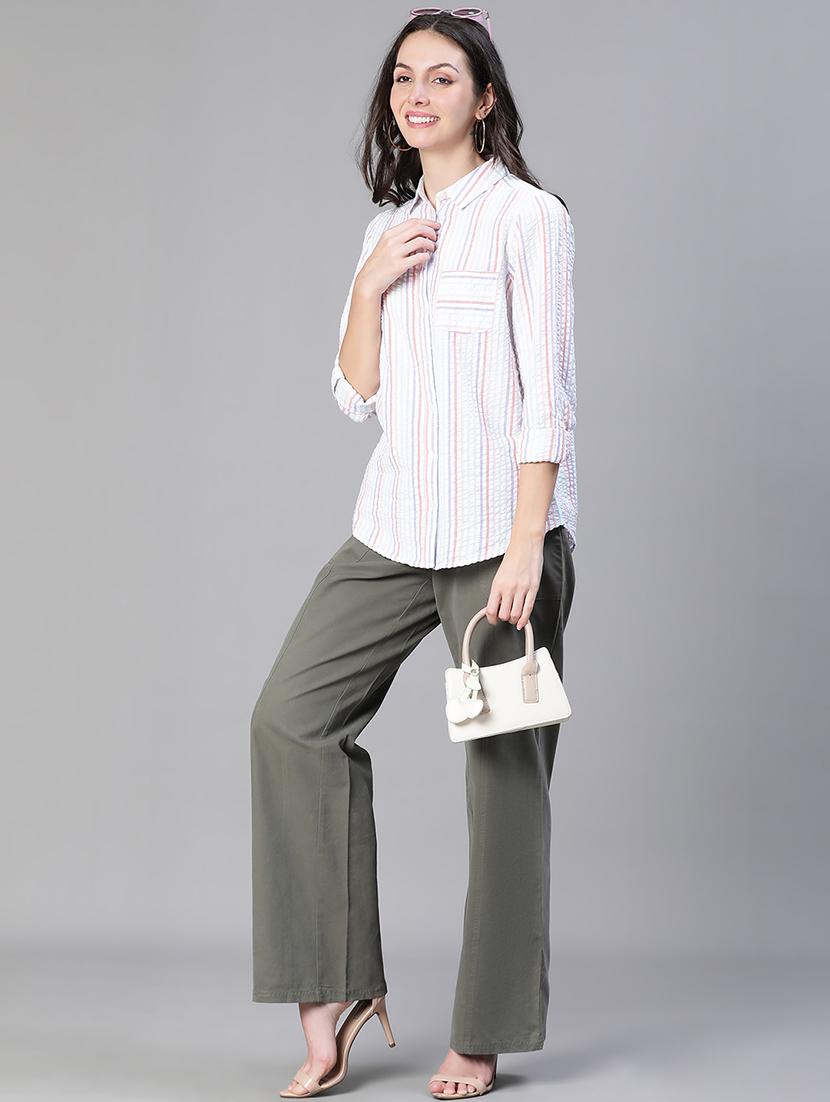 women striped collared regular shirt - 21586554 - Standard Image - 4
