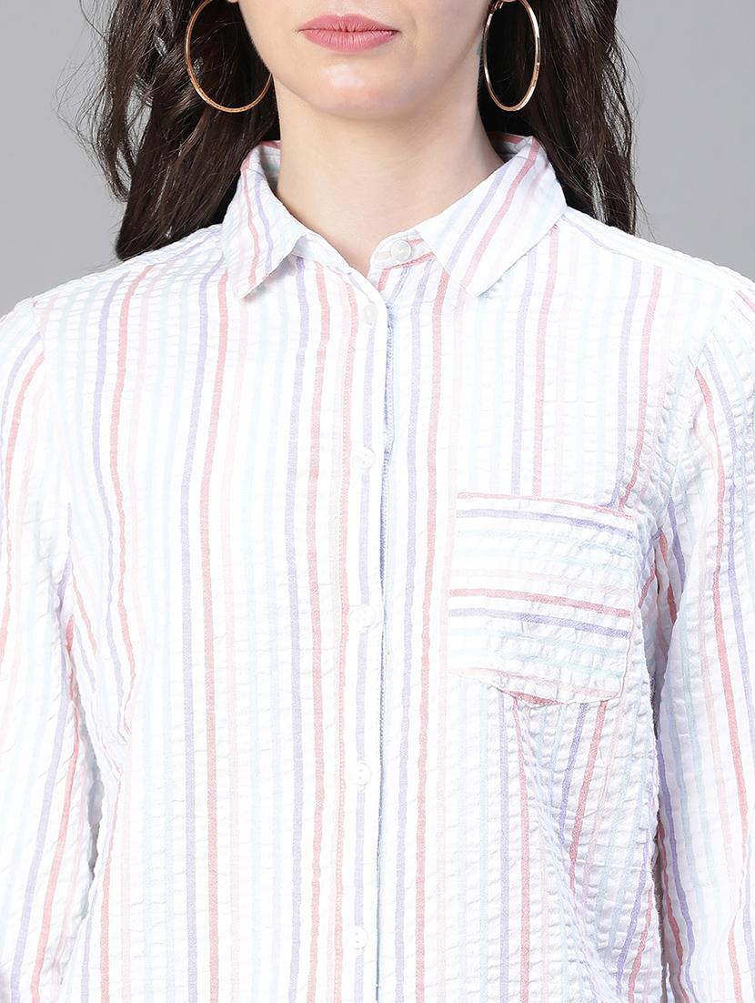 women striped collared regular shirt - 21586554 - Standard Image - 6