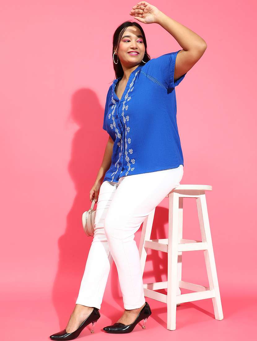 women embroidered short sleeves plus size shirt  - 21586555 -  Standard Image - 4