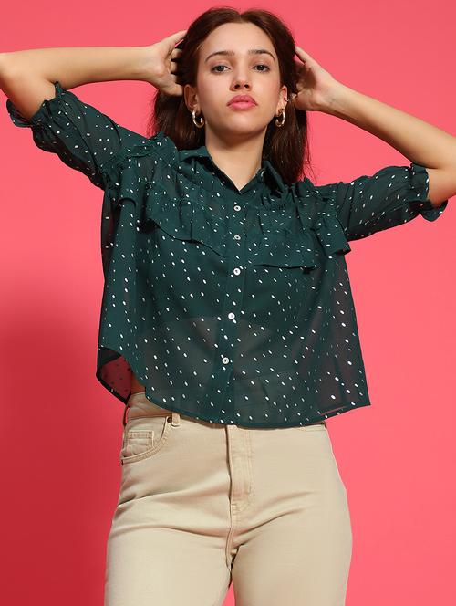 women printed short sleeves shirt - 21586562 - Standard Image - 0