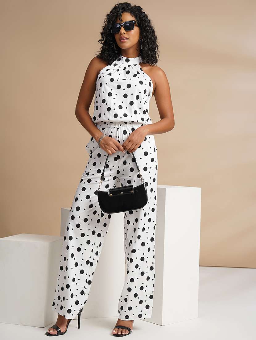 women polka doted halter neck jumpsuit - 21586578 - Standard Image - 1