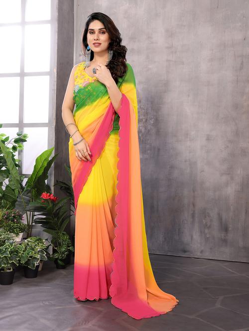 women ombre shade saree with blouse - 21586631 -  Standard Image - 0