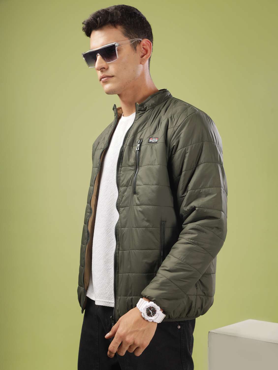 men solid long sleeve quilted jacket - 21586684 -  Standard Image - 1