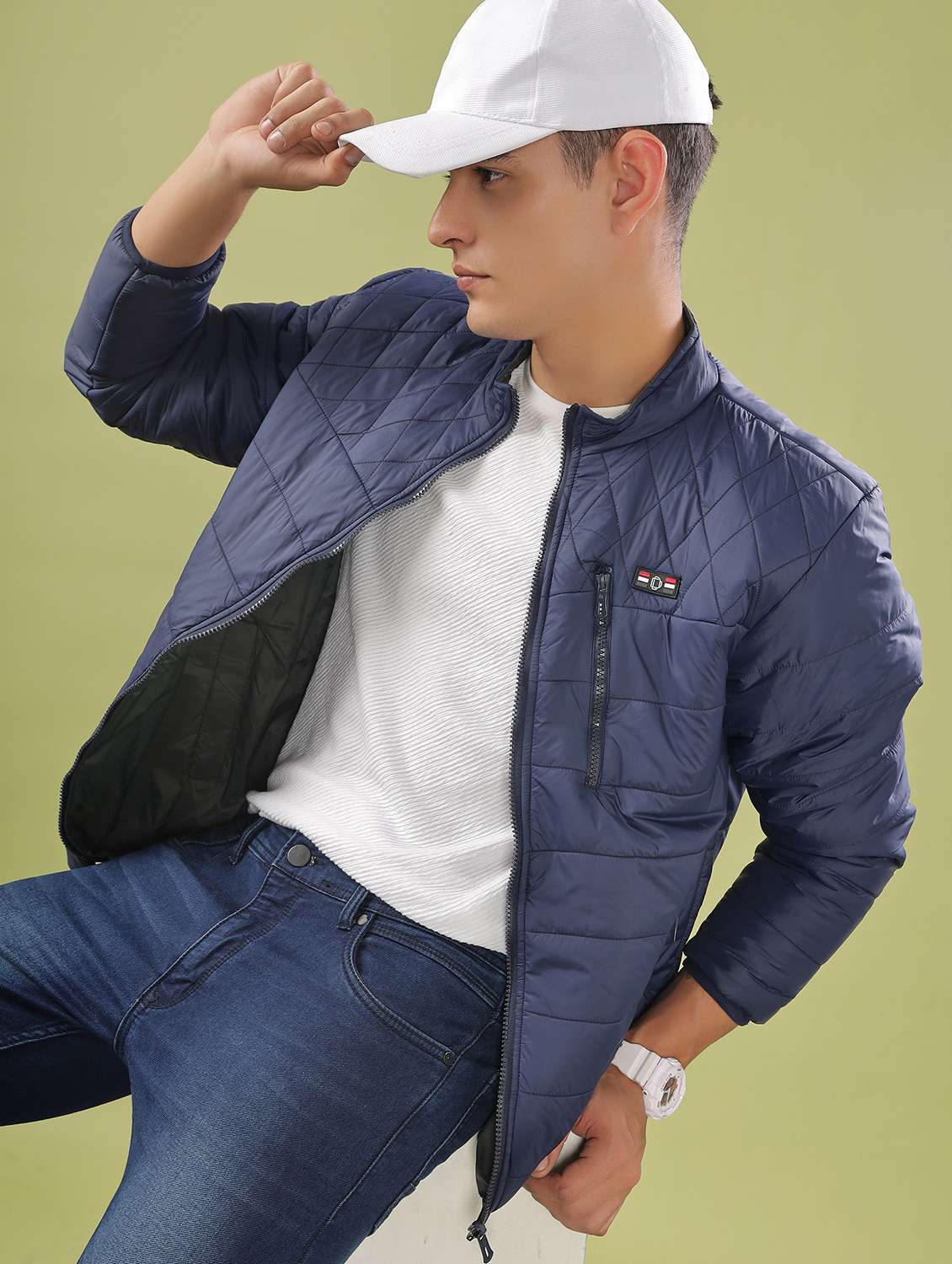 men solid long sleeve quilted jacket - 21586685 -  Standard Image - 1